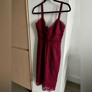 KEEPSAKE THE LABEL- Red Lace Midi Dress with Zipper (S)